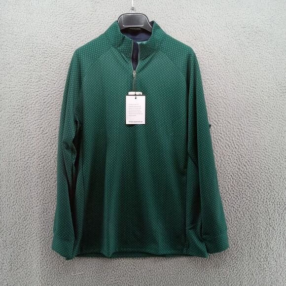 Mizzen+Main Shirt Mens Small Green Geometric Versa 1/4 Zip Performance Midweight - Picture 1 of 11